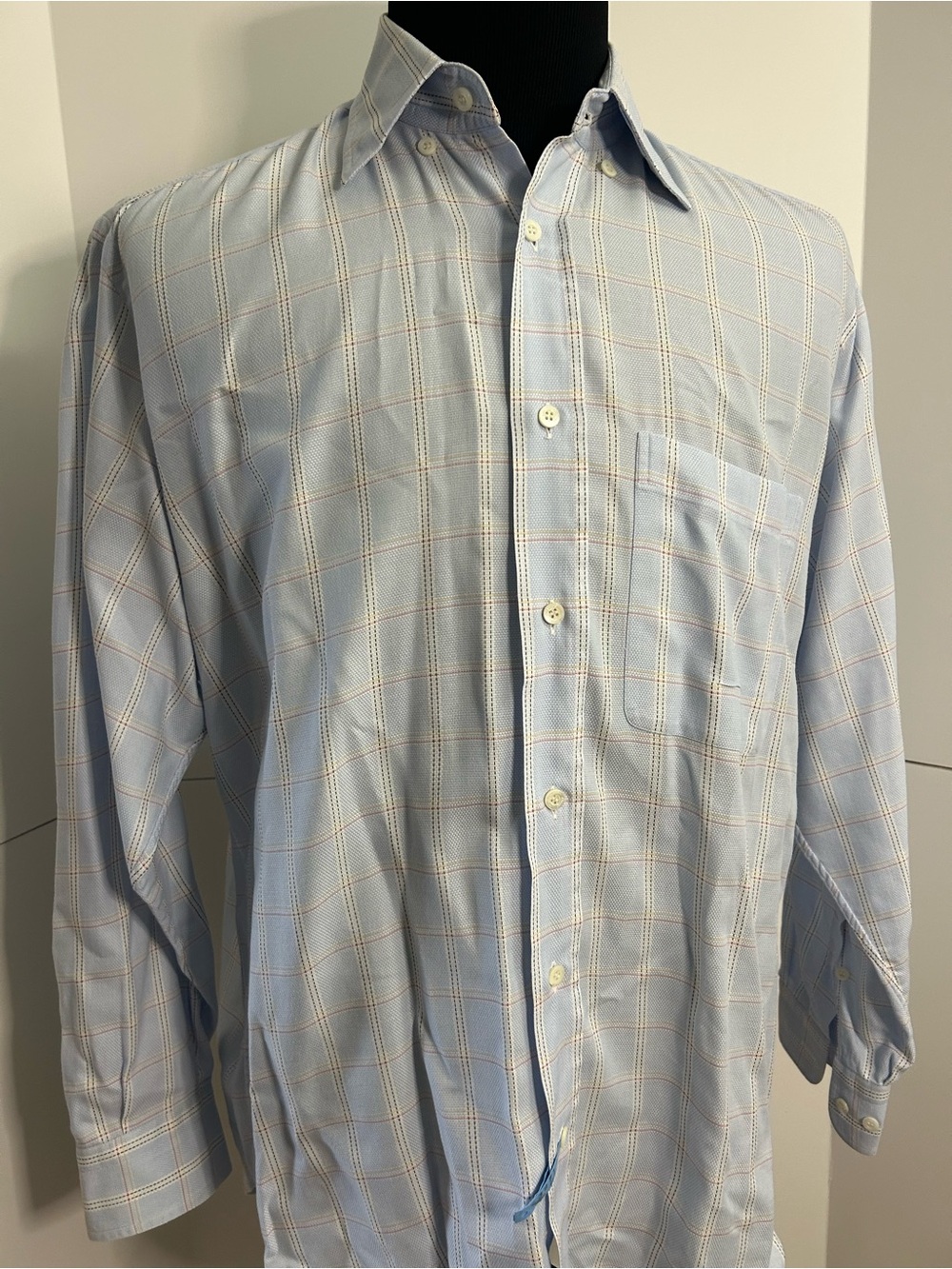 Brioni Light Blue Plaid Dress Shirt
